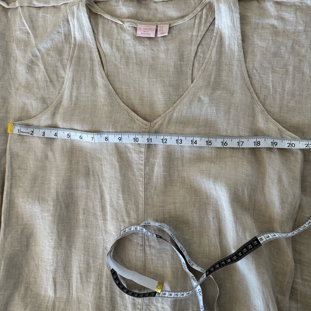 St Tropez West Linen Maxi Dress Beige Sleeveless Minimalist Coastal Boho - Picture 5 of 7